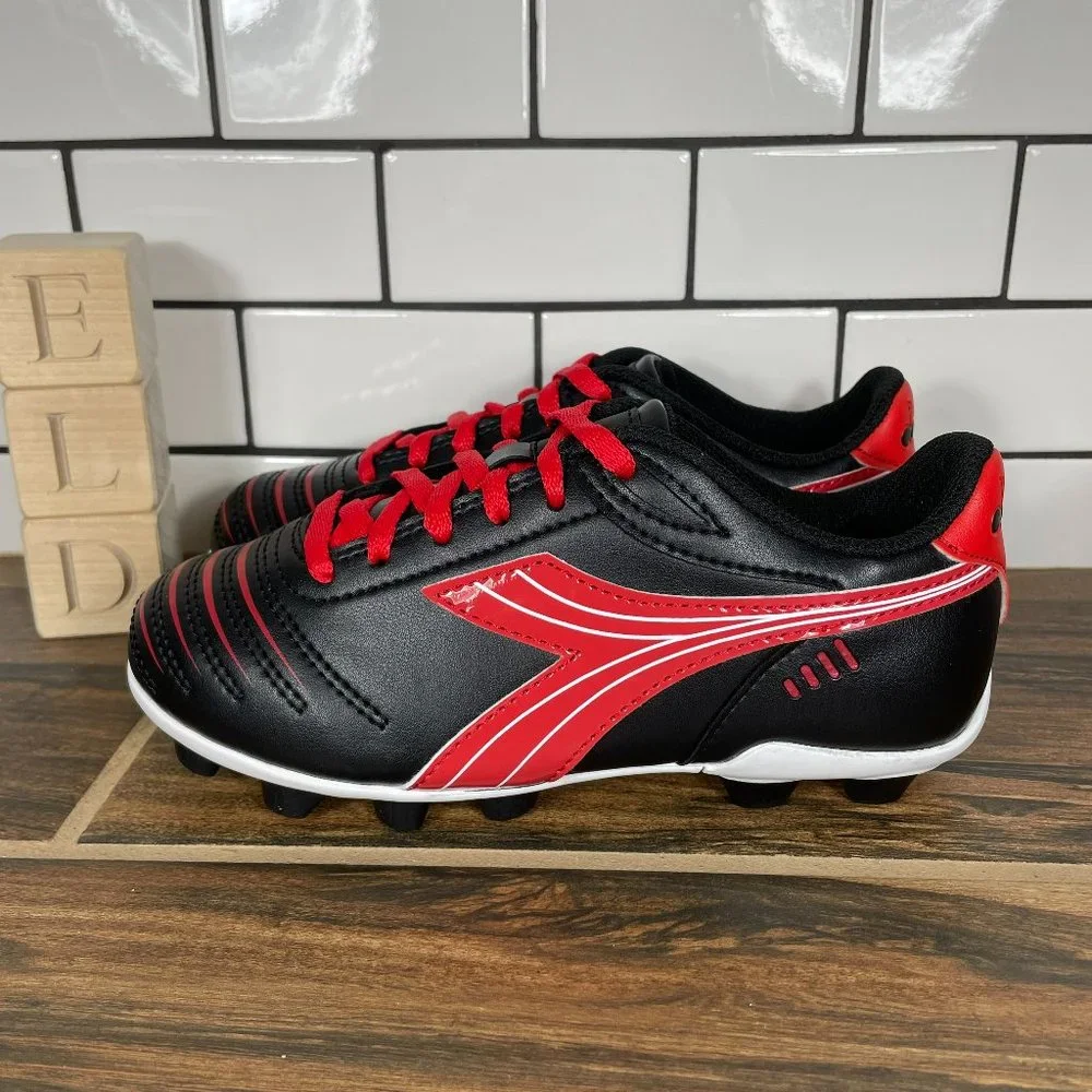 Diadora Cattura MD Jr Soccer Cleats Shoes Black Red White PO0045 Little Kids 1